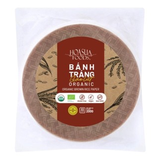 Bánh tráng gạo lứt hữu cơ, organic brown rice paper, 22cm - hoa sua foods