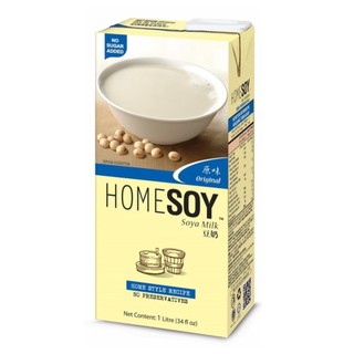 Sữa đậu nành không đường, original soya milk, no sugar added, 34 fl oz - homesoy