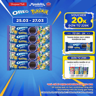   Bánh quy OREO POKÉMON vị kem lạnh việt quất, combo 5 thanh x 119.6g