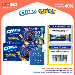  Bánh OREO Pie POKÉMON vị vani, combo 2 hộp x 180g (Tặng kèm 2 thẻ hình OREO POKÉMON)