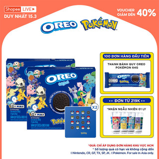  Bánh quy OREO POKÉMON vị vani, combo 2 hộp x 303.6g  (Tặng kèm 2 thẻ hình OREO POKÉMON)