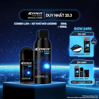 Combo Lăn khử mùi X-men For Boss Legend 50ml + Xịt khử mùi X-men For Boss Legend 150ml