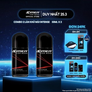 Combo 2 Lăn khử mùi Xmen for boss Hương Trầm Nội Lực Intense 50ml/chai