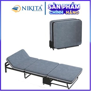 Giường xếp, giường gấp văn phòng - mẫu mới 2024 - chính hãng nikita - màu xám classic