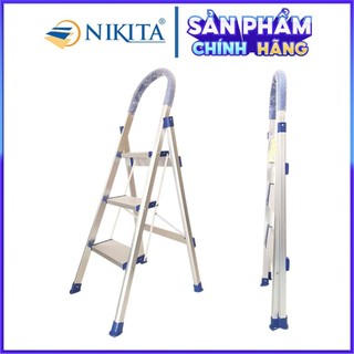 Thang ghế nhôm gia đình - xếp gọn - chính hãng nikita - dl03 - thang 3 bậc