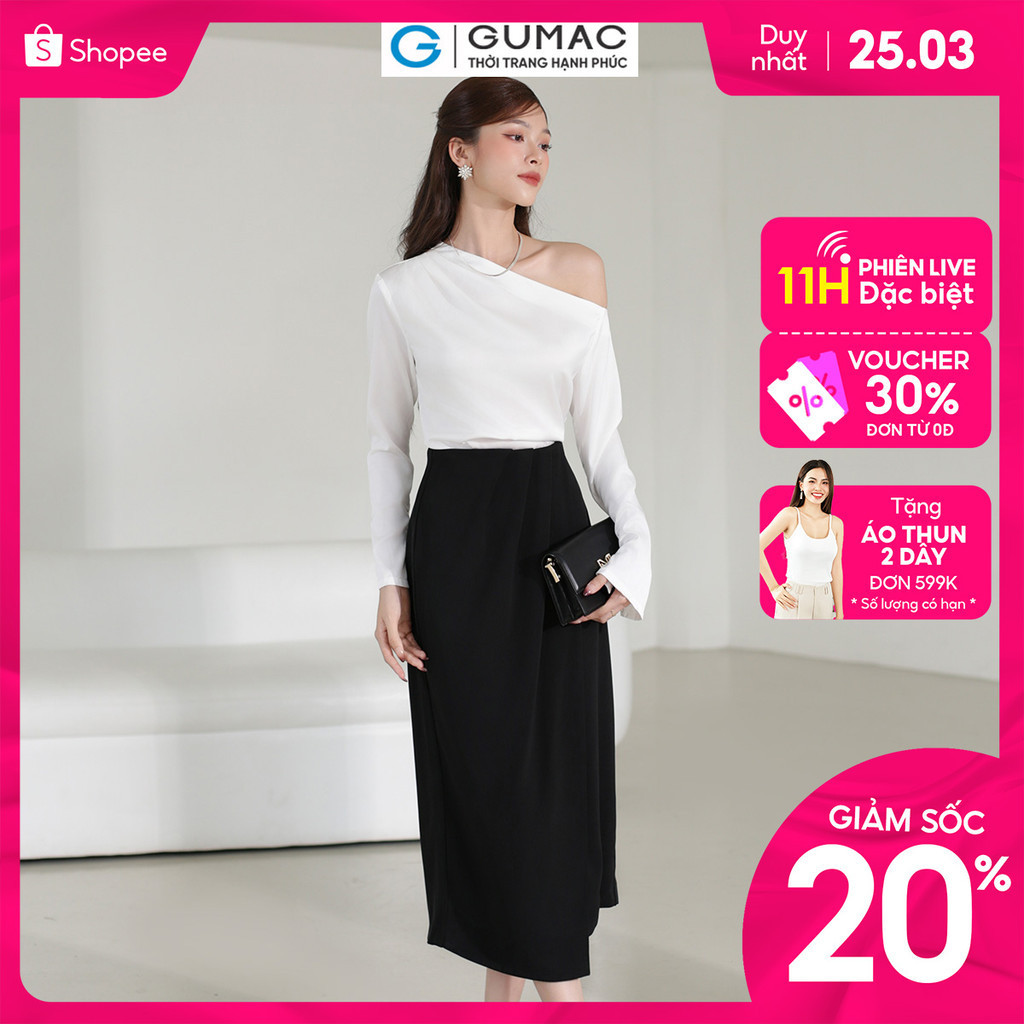 Chân váy đắp tà sang trọng thời trang GUMAC VE03041