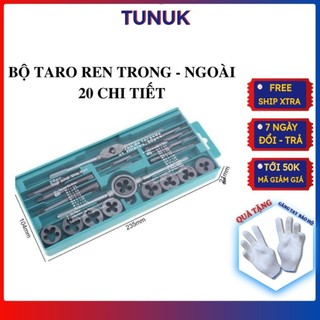 Bộ Taro tạo ren 20 chi tiết TUNUK Bộ tay quay taro ren trong và ngoài