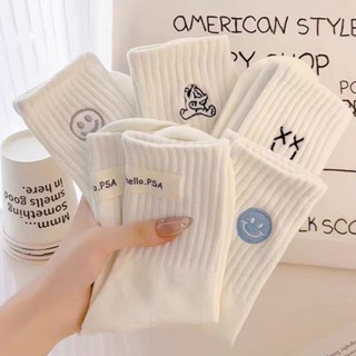 🍯icecandy Tất cổ cao nữ chất liệu cotton, họa tiết hình thêu dễ thương