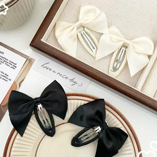 🥟ice🥟kẹp tóc hình nơ satin màu trơn đơn giản