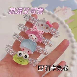 🥟ice🥟sanrio dây cột tóc co giãn hình hello kitty / ếch dễ thương cho nữ