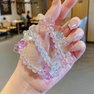 🥟ice🥟Dây cột tóc hình gấu đính đá pha lê dễ thương cho nữ