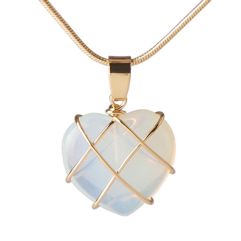 🥟ice🥟Vòng cổ Mặt Trái Tim Đá opal Màu Hồng Thời Trang Hàn Quốc Dành Cho Búp Bê Barbie