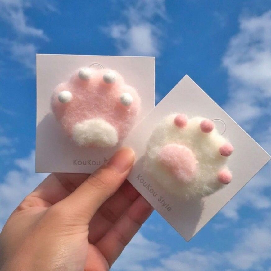 🥟ice🥟Kẹp Tóc Hình Chân Mèo Màu Hồng Dễ Thương Cho Nữ