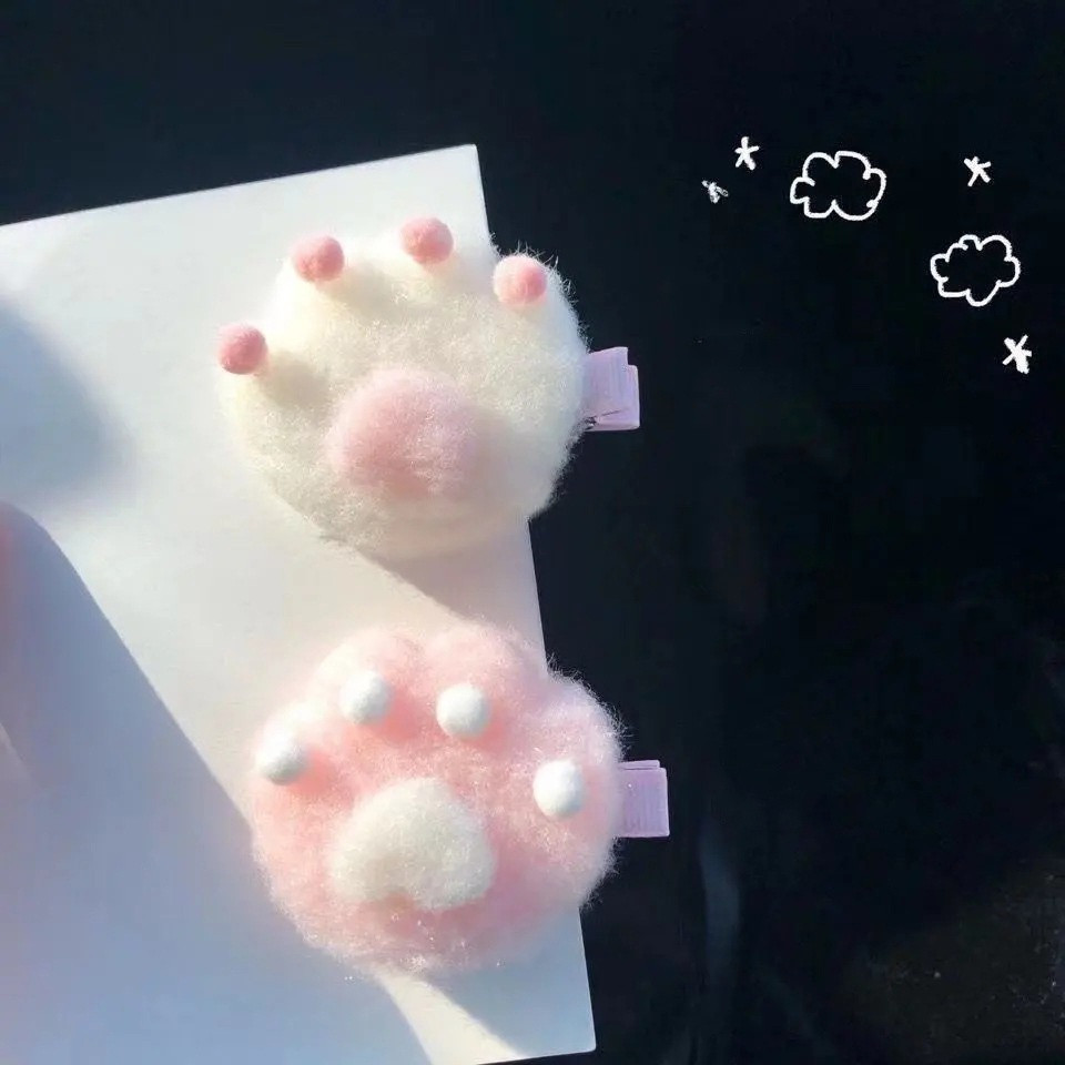 🥟ice🥟Kẹp Tóc Hình Chân Mèo Màu Hồng Dễ Thương Cho Nữ