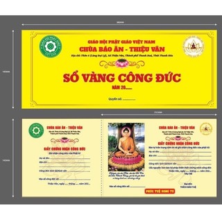 Sổ vàng công đức phiếu chứng nhận công đức Phật giáo ghi riêng theo tên chùa