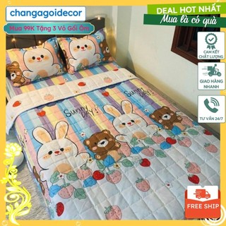 Combo bộ ga gối 4 món kèm vỏ ôm 1m2,1m6,1m8, mẫu thỏ trắng