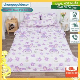 Bộ ga gối cotton poly mẫu 2023 kích thước 1m2/1m4/1m5/1m6, mẫu thỏ hoa
