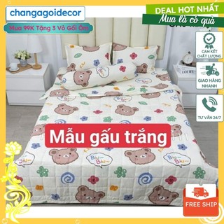 Bộ vỏ chăn ga gối 1m2/1m6/1m8 vỏ chăn kích thước 1m8x2m, mẫu gấu trắng