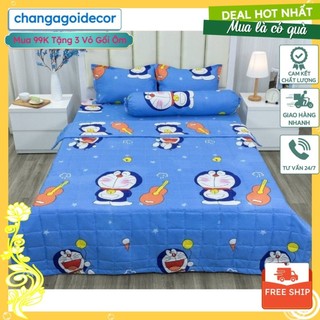 Combo Bộ ga gối 1m6x2m,1m8x2m,có 25 mẫu lựa chọn, mẫu doremon đàn