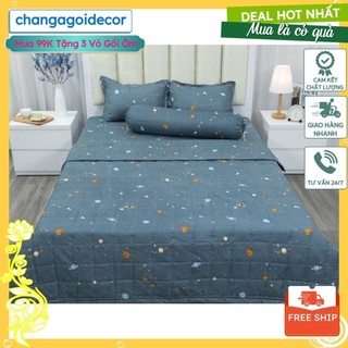 Bộ ga gối kèm vỏ gối ôm 4 món poly cotton 1mx2m, 1m2x2m, 1m6x2m, 1m8x2m, mẫu ngân hà