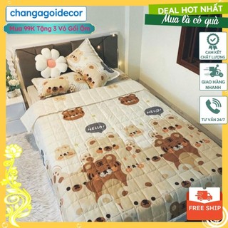 Combo bộ ga gối 4 món kèm vỏ ôm 1m2,1m6,1m8, mẫu hổ nâu