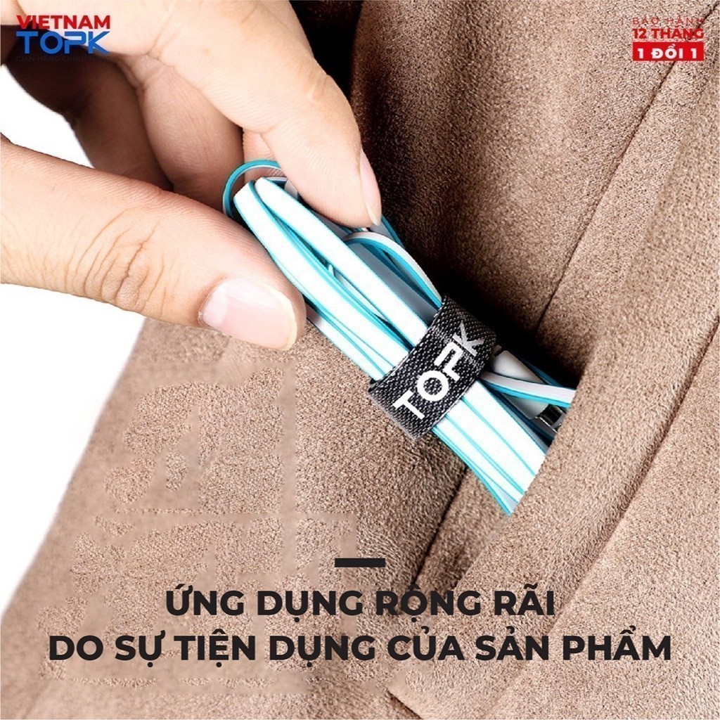 [QUÀ TẶNG KO BÁN]Dây dán tiên lợi Velcro làm gọn dây sạc, dây tai nghe,...TOPK J02 - Hàng phân phối chính hãng - Bảo hàn