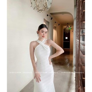 Đầm body cổ chéo đuôi cá cổ