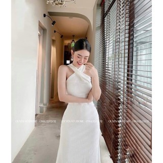 Đầm body cổ chéo đuôi cá cổ