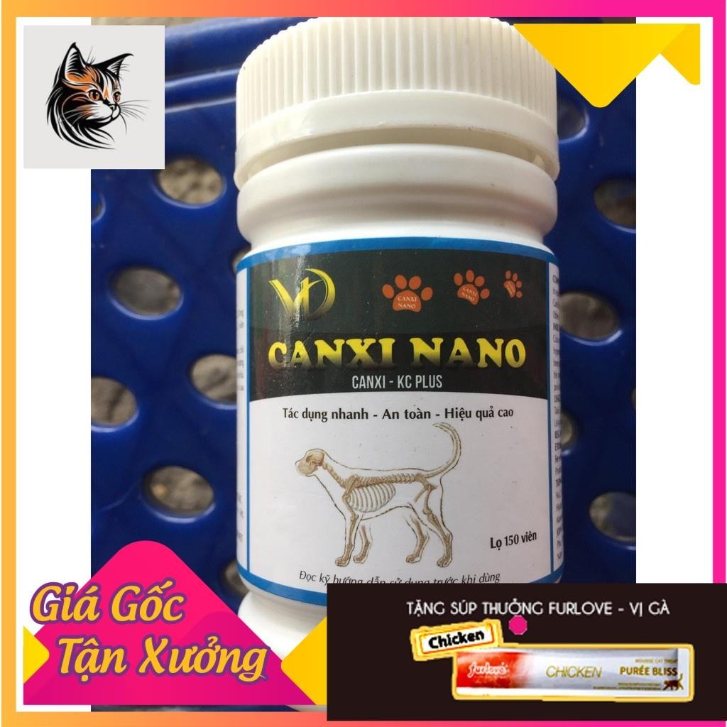 Canxi nano chó mèo cho chó bầu phục hồi bị hạ bàn tai cụp (150viên/lọ