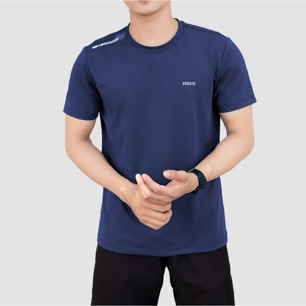 Áo thể thao nam vải thun thông hơi lỗ thoáng khí Coolmax mát lạnh, cổ tròn ngắn tay Gukato | BigBuy360 - bigbuy360.vn