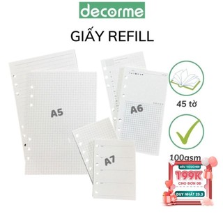 Ruột sổ còng 6 lỗ giấy Refill A5 A6 A7 làm sổ planner bullet journal, DECORME