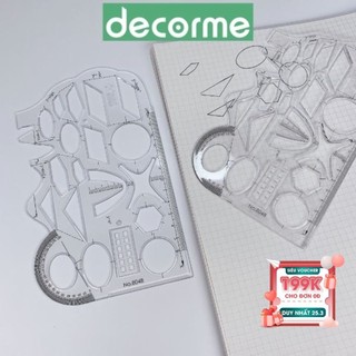 Thước đa năng bằng nhựa độ chính xác cao decorme thước kẻ đa chức năng smn wd