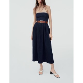 Zara made in Morocco đầm quây denim có Thắt Lưng - Luumooc