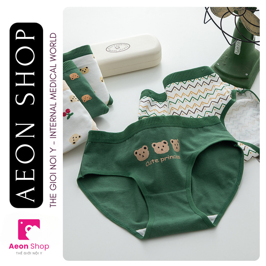 Combo 5 Quần Lót Nữ Cotton Quần Lót Nữ Cute Gấu Xanh AEON.SHOP QTH020