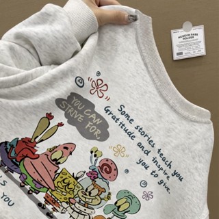 Local brand áo nỉ dài tay nữ xám tiêu cổ tròn SALMO Y0593 áo sweater form rộng hàn quốc 100% cotton