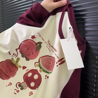Áo phông nữ quả mơ đỏ Raglan cổ tròn local brand SALMO áo thun form rộng 100% cotton Y0889