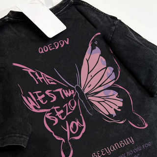 Áo phông nữ cổ tròn wash đen local brand SALMO Y0488 áo thun form rộng unisex 100% cotton