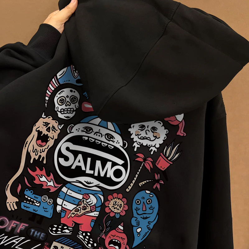 Áo hoodie dài tay đen nữ local brand SALMO chất áo thu đông unisex 100% cotton
