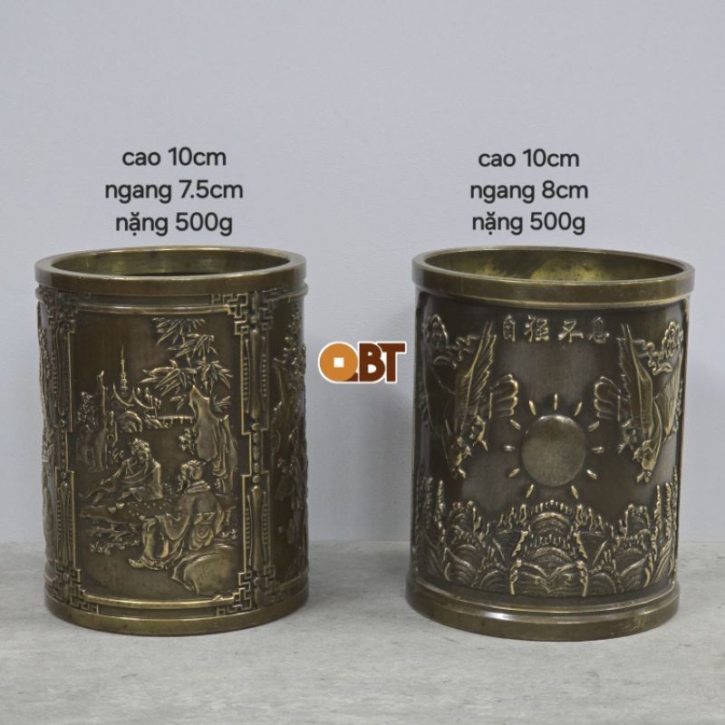 Ống Bút Hoa Văn Bằng đồng