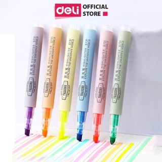 [LIFEMC02BPABAU -10% đơn 250K] Bút highlight dấu dòng dạ quang Deli – 6 chiếc/ hộp - S624