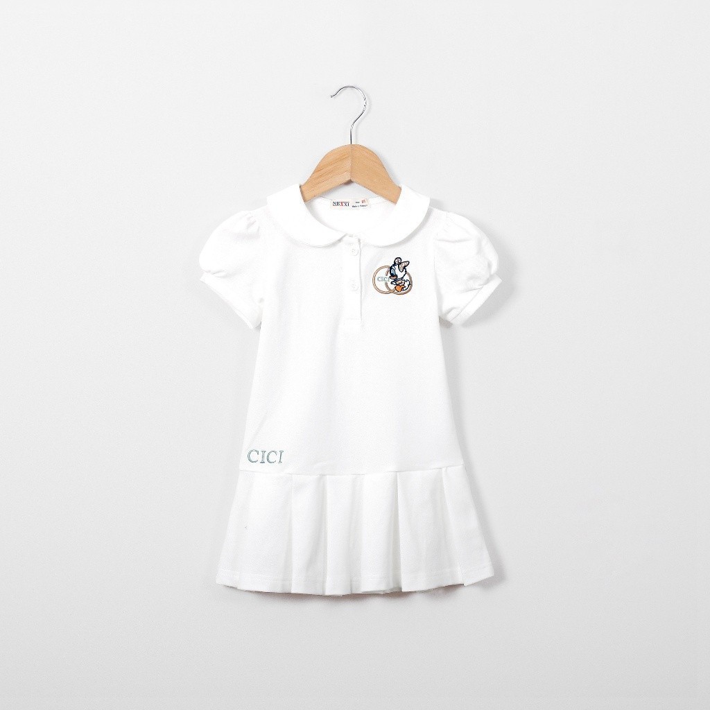 Đầm Thun Polo Thêu Vịt Bé Gái