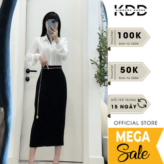Chân váy bút chì dáng dài KDD tặng kèm dây xích chất liệu mango Hàn kiểu dáng bút chì xẻ sau 2 màu đen nâu DV07