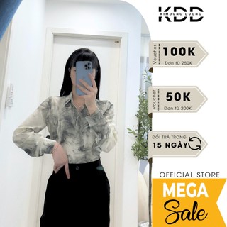 Áo sơ mi cổ Đức kiểu loang KDD phom suông chất liệu lụa hàn thời trang cao cấp hàng thiết kế DA17
