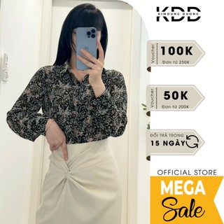Áo sơ mi cổ Đức họa tiết full hoa nhí KDD phom suông chất liệu lụa cát hàn thời trang cao cấp hàng thiết kế loại 1 DA11
