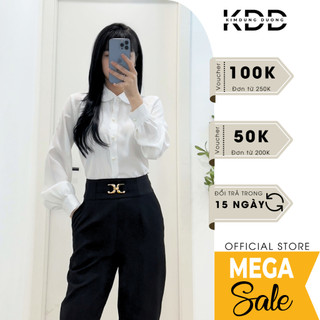 Áo sơ mi cổ Sen cúc ngọc KDD phom suông chất liệu lụa hàn thời trang cao cấp hàng thiết kế loại 1 DA12