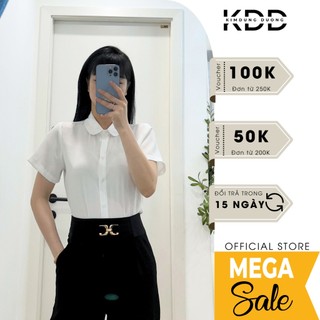 Áo sơ mi cổ cổ Sen ngắn tay KDD phom suông chất liệu lụa hàn thời trang cao cấp hàng thiết kế loại 1 DA13