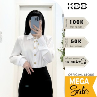 Áo sơ mi cổ Đức độn vai KDD phom suông chất liệu lụa tây thi thời trang cao cấp hàng thiết kế DA14