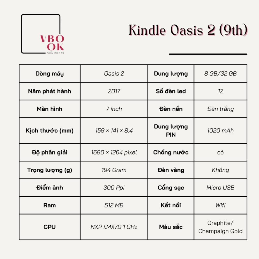 Máy đọc sách Kindle Oasis 2 - 8GB/ 32GB - Chính hãng Amazon | BigBuy360 - bigbuy360.vn