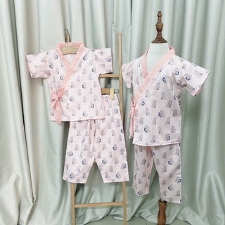 Yukata bé gái họa tiết thỏ hồng