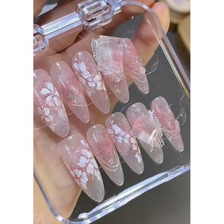 Nailbox thiết kế, màu thạch , gắn đá pha lê - 004